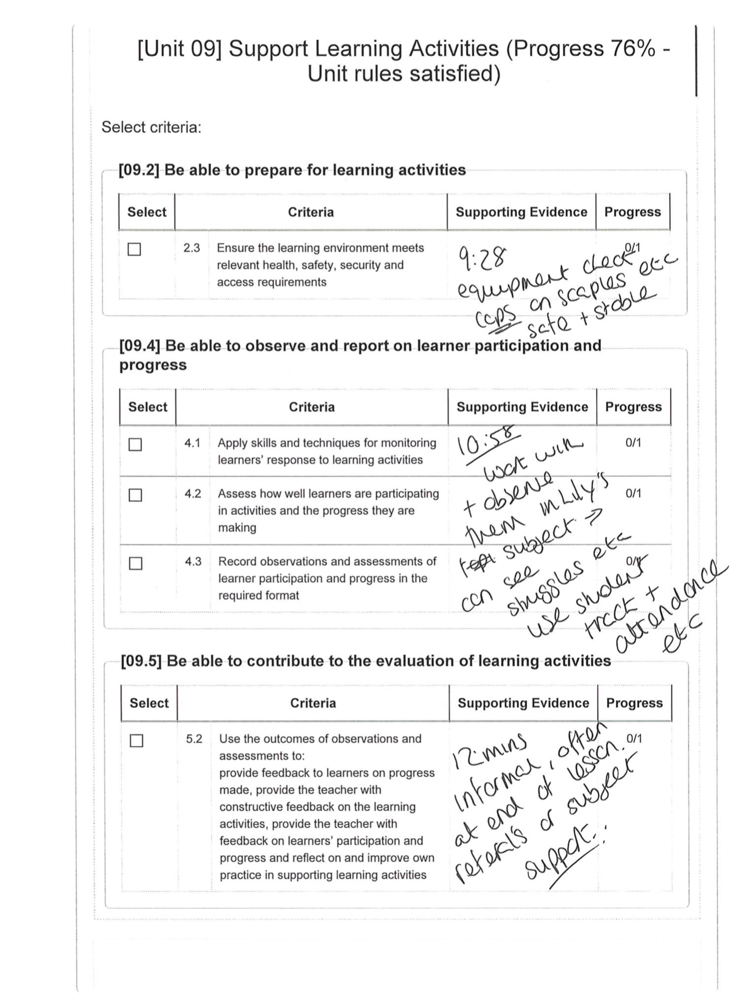 tda 2.10 support learning activities